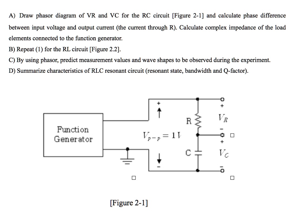 A) Draw phasor diagram of VR and VC for the RC circuit [Figure 2-1] and ...
