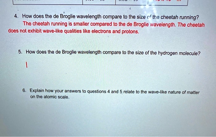 SOLVED: How does the de Broglie wavelength compare to the size of the