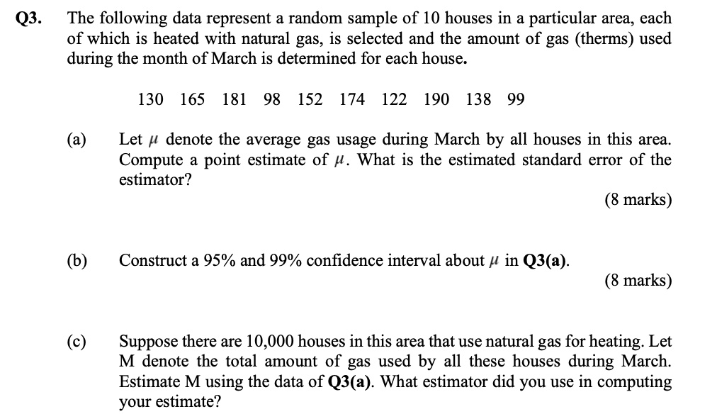 SOLVED Q3. The following data represent a random sample of 10 houses