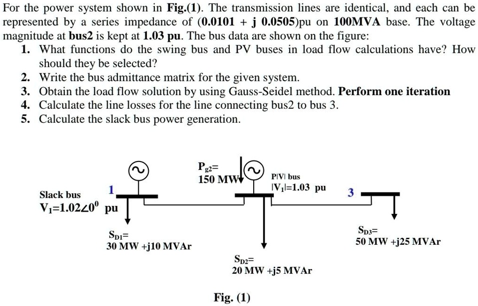 Solved: For The Power System Shown In Fig. 1, The Transmission Lines 