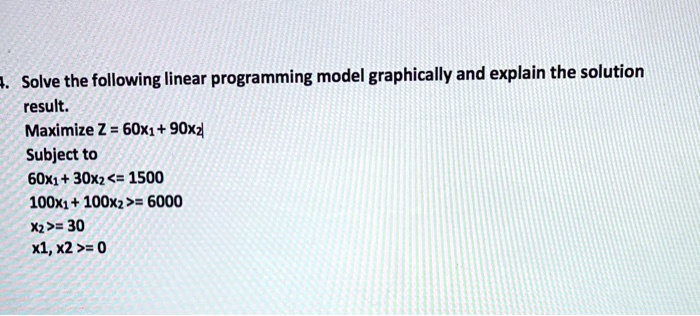 SOLVED: Solve the following linear programming model graphically and ...
