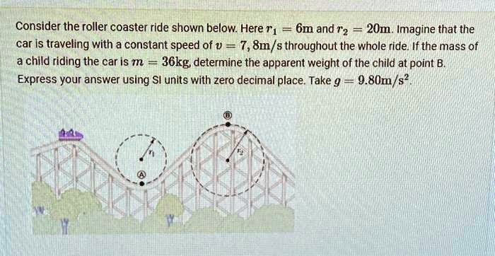 SOLVED: Consider the roller coaster ride shown below. Here r=6m and R ...