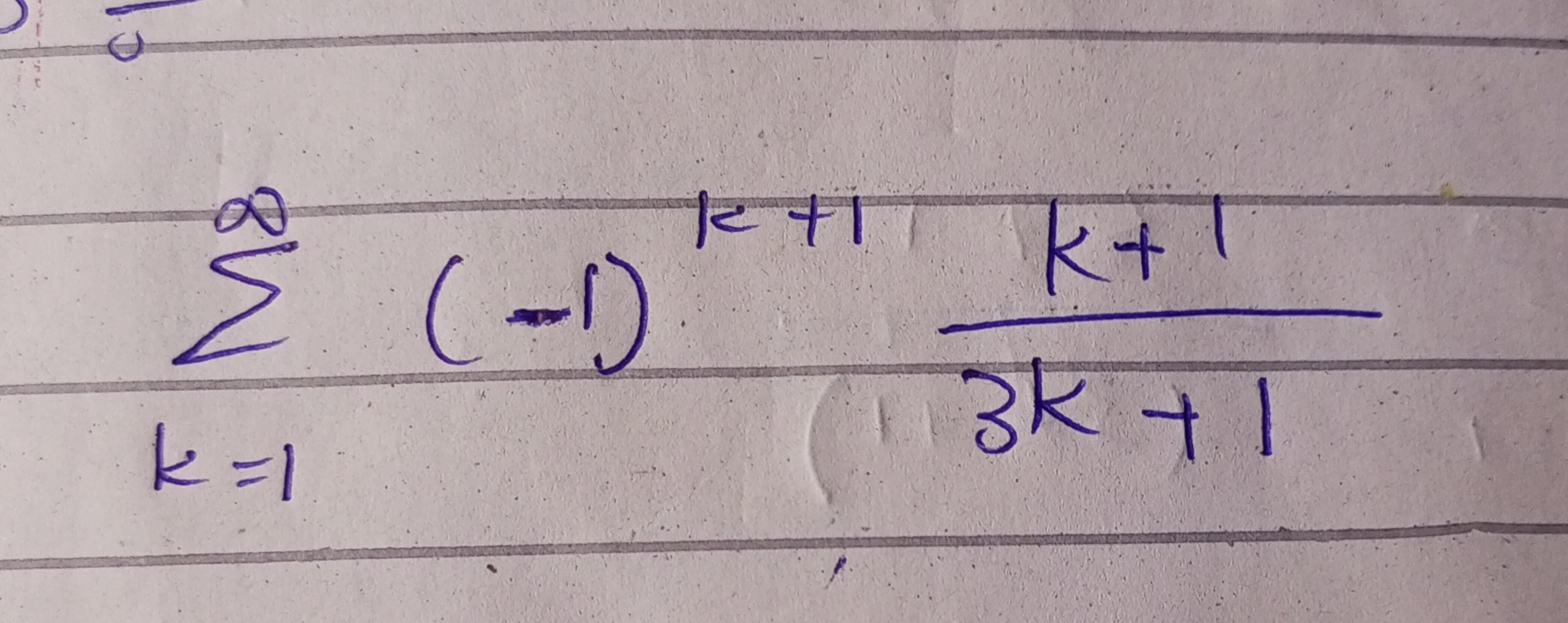 SOLVED: ∑k=1^∞(-1)^k+1(k+1)/(3 k+1)