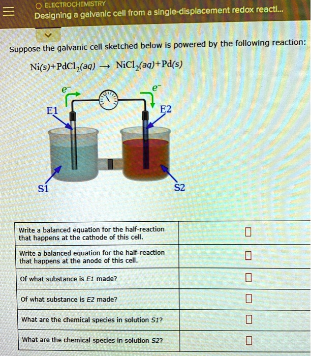 SOLVED ELECTROCHEMISTRY Designing a galvanic cell from a single