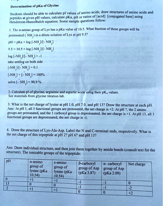 SOLVED Determination of pKa of Glycine Students should be able to