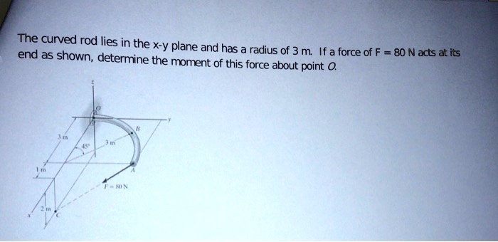 SOLVED: The curved rod lies in the X-y plane and has end as shown, a ...