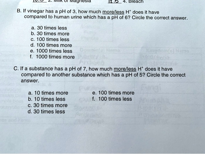 Solved Question 6 Bleach is a highly basic substance