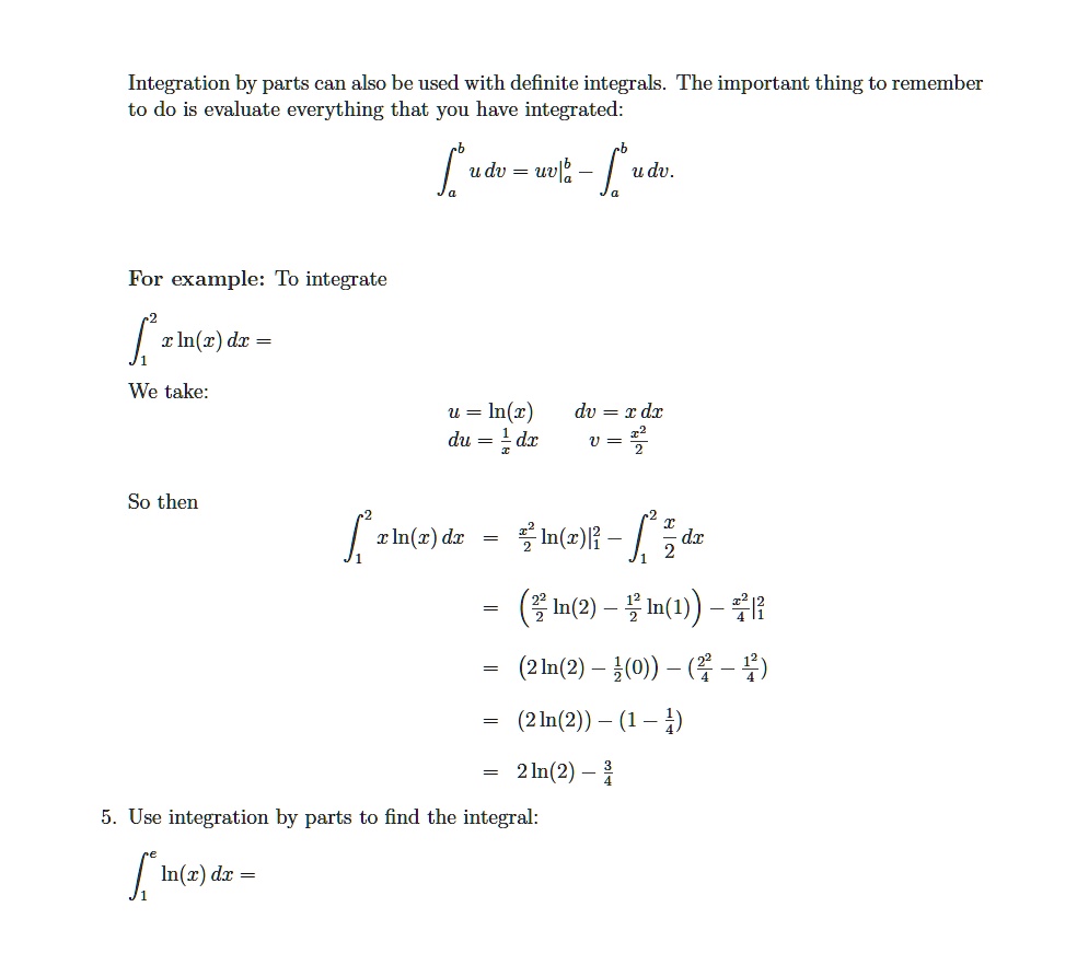 integration by parts definite integral