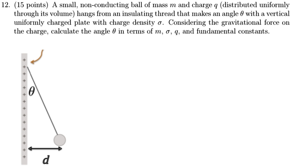 15 points a small non conducting ball of mass m and charge q ...