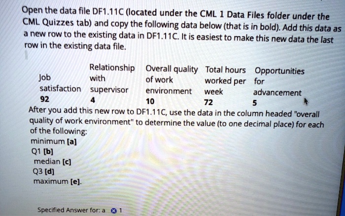 SOLVED: Open the data file DF1.IIC (located under the CML Data Files ...