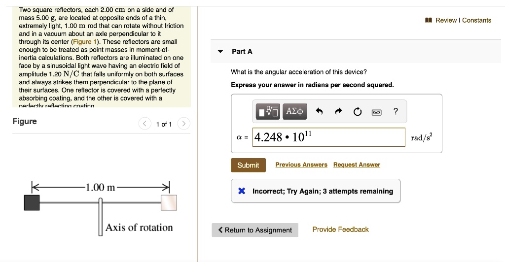 SOLVED Two square reflectors each 2.00 cm on side and of mass 5.00 g