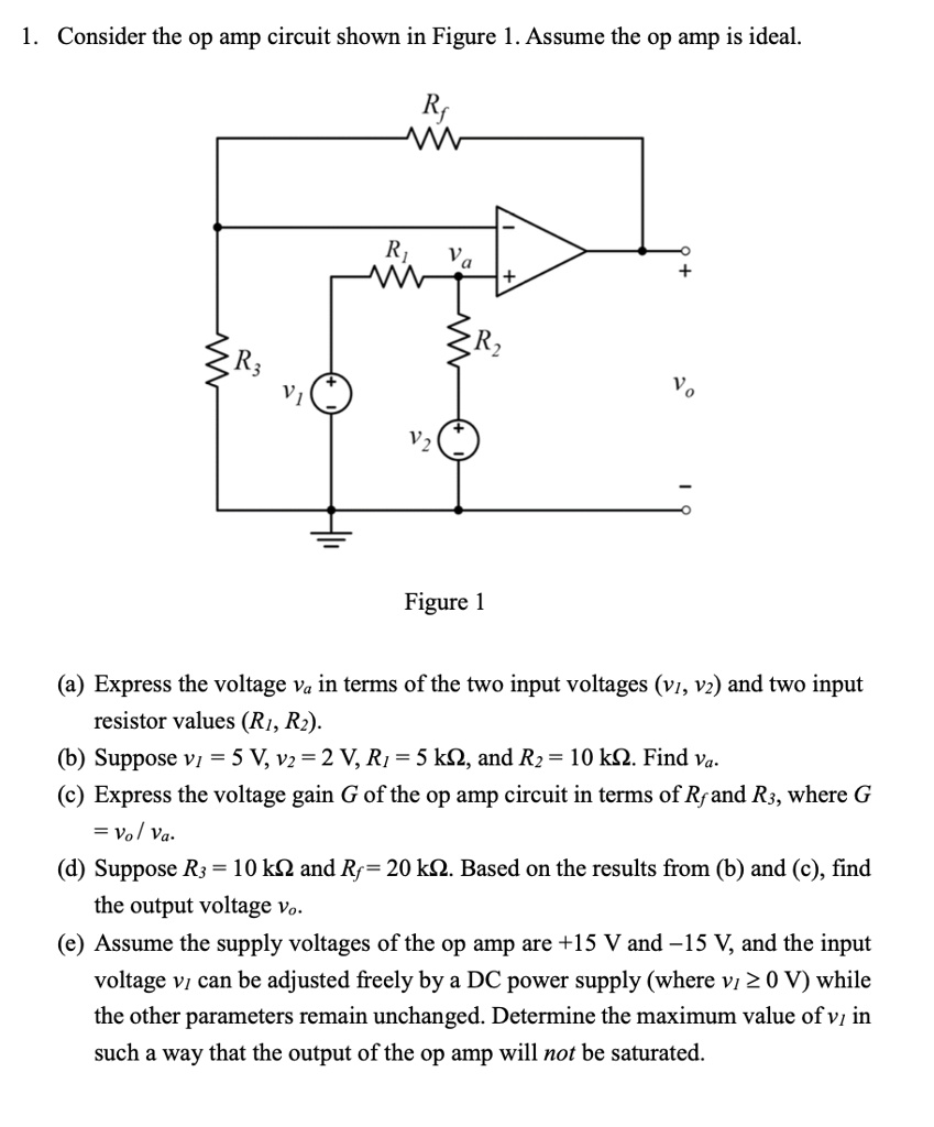 SOLVED Consider the op amp circuit shown in Figure 1. Assume the Op