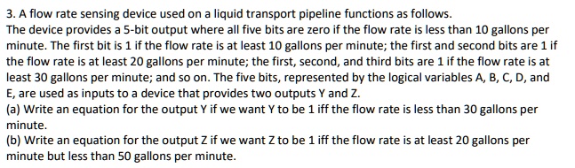 SOLVED: A flow rate sensing device used on a liquid transport pipeline ...