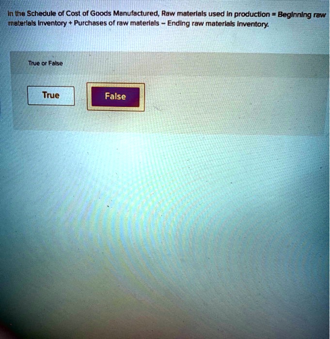 SOLVED In the Schedule of Cost of Goods Manufactured, Raw materials