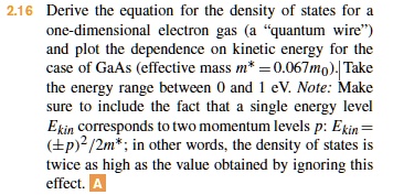 SOLVED: 2.16 Derive the equation for the density of states for a one ...