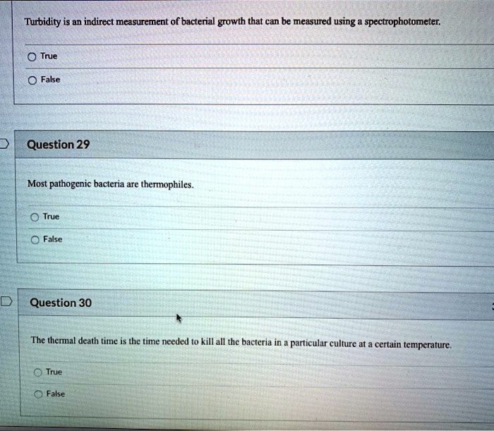 SOLVED Turbidity an indirect measurement of bacterial growth that can