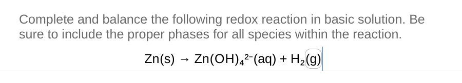 SOLVED: Complete And Balance The Following Redox Reaction In Basic ...