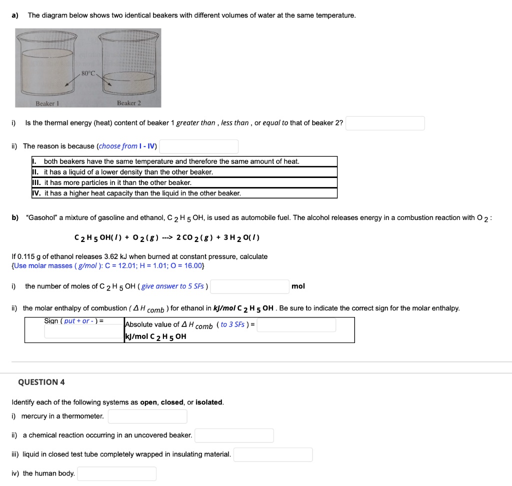 SOLVED The diagram below shows two identical beakers with different