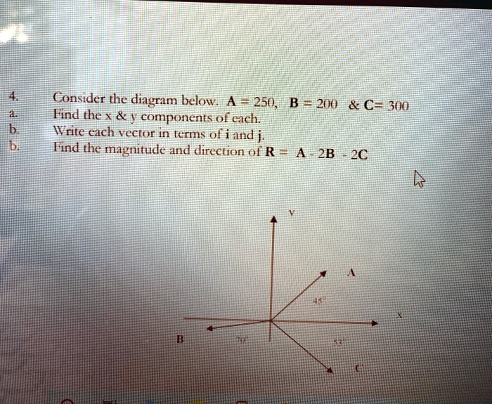 4. Consider the diagram below. A = 250, B = 200 C