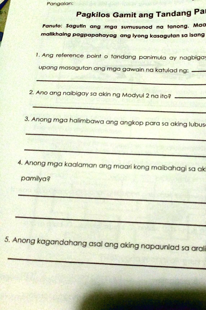 Solved Patulong Po Plss Po Pangalan Pagkilos Gamit Ang Tandang Par Panuto Sagutin Ang Mga