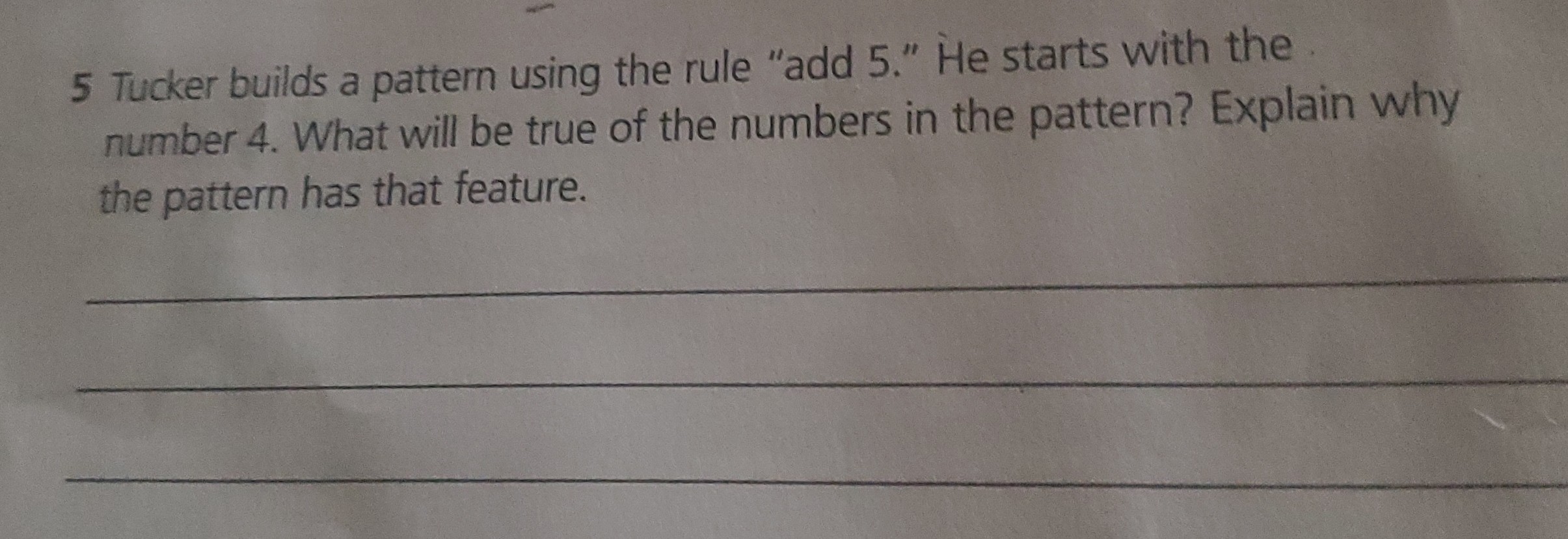 SOLVED: 5 Tucker builds a pattern using the rule 