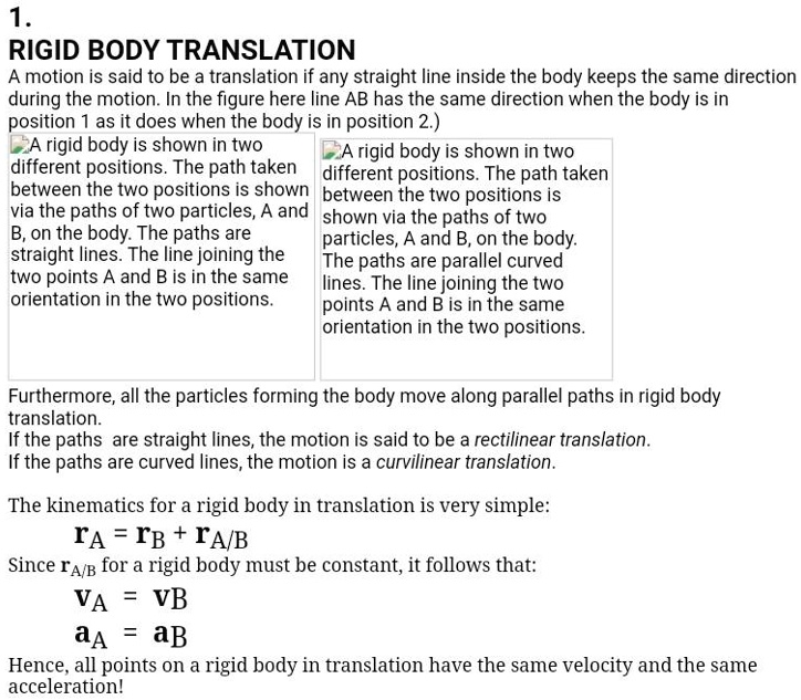 SOLVED RIGID BODY TRANSLATION A motion is said to be a translation if