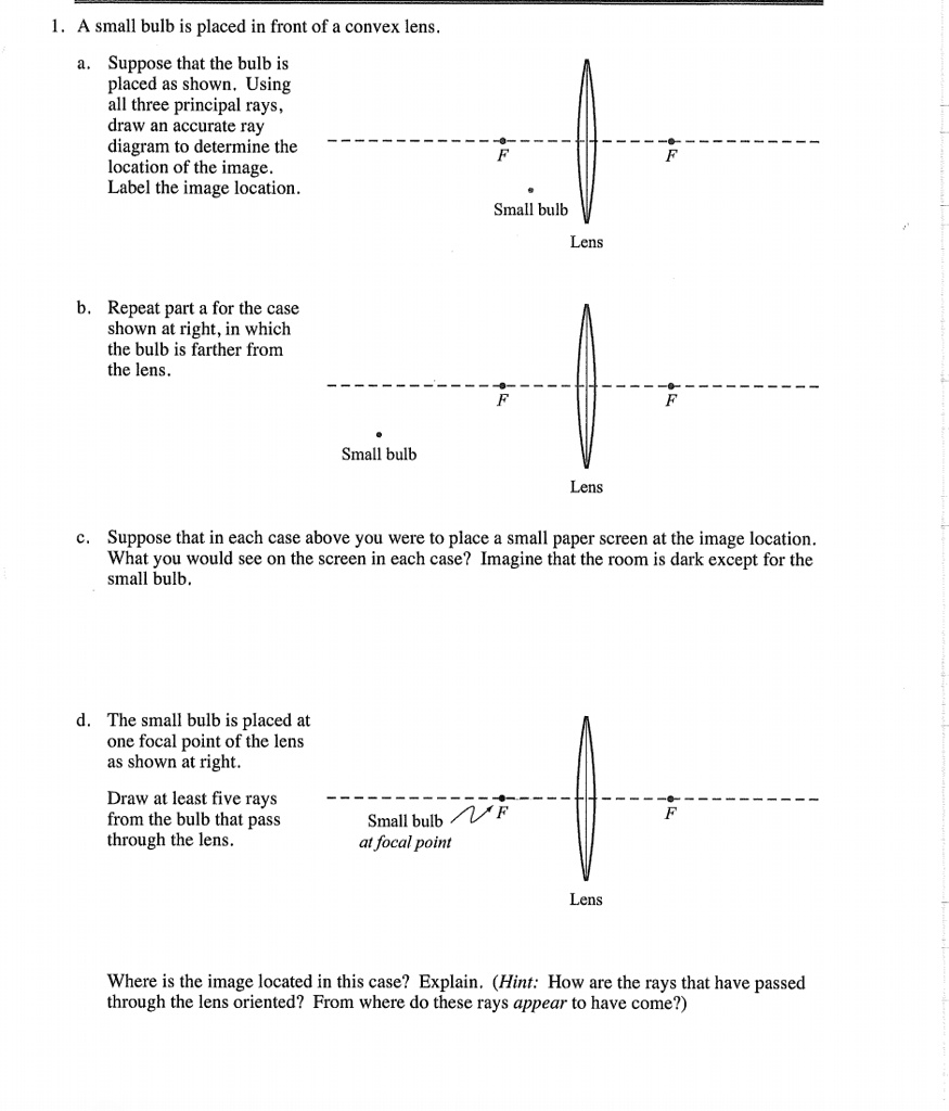 A small bulb is placed in front of a convex lens. Suppose that the bulb ...