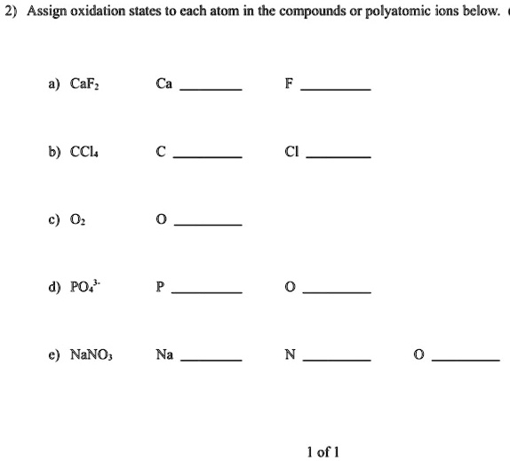 Assign oxidation states to cach atom in the compounds… - SolvedLib