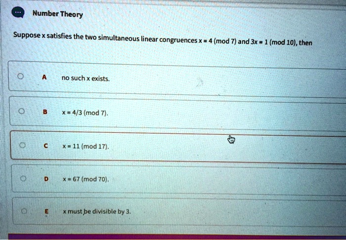 Solved Text Number Theory Suppose X Satisfies The Two Simultaneous Linear Congruences X â‰¡ 3 9387