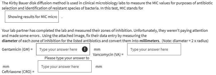 SOLVED: The Kirby Bauer disk diffusion method is used in clinical ...