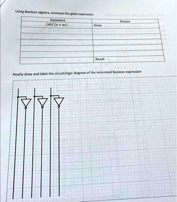 SOLVED: Using Boolean algebra,minimize the given expression Statement ...