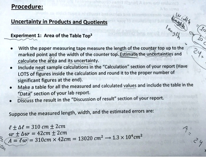 SOLVED Procedure; Uncertainty in Products and Quotients Experiment 1