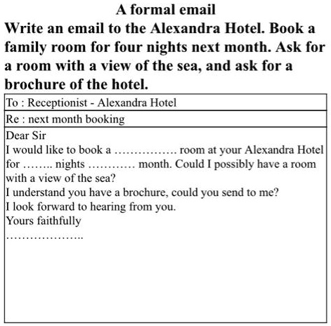How to write an email to book a hotel room - Test-English