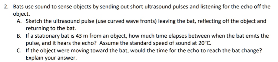 Bats use sound to sense objects by sending out short ultrasound pulses ...