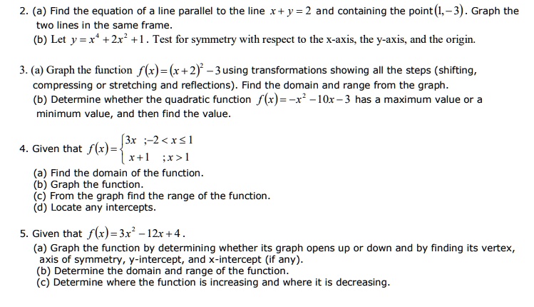 Solved 2 A Find The Equation Of Line Parallel To The Line X Y 2 And Containing The Point L Graph The Two Lines In The Same Frame B Let J R 2r2 1