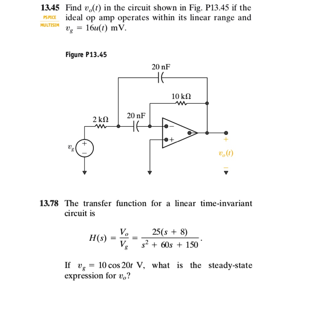 SOLVED 13.45 Find v(t) in the circuit shown in Fig. P13.45 if the