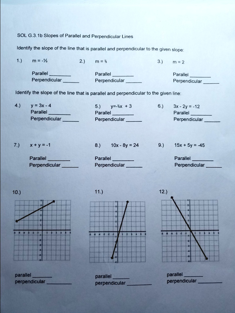 need the answers asap please sol g31b slopes of parallel and perpendicular lines identify the slope of the line that is parallel and perpendicular to the given slope m 2 m m 2 parallel perpe 28846