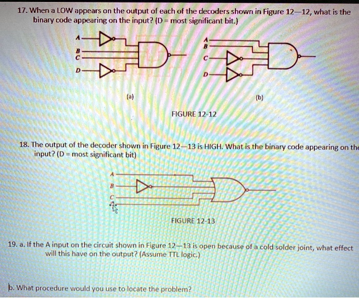 SOLVED: 17. When a LOW appears on the output of each of the decoders ...