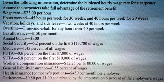 [GET ANSWER] Given the following information, determine the burdened ...