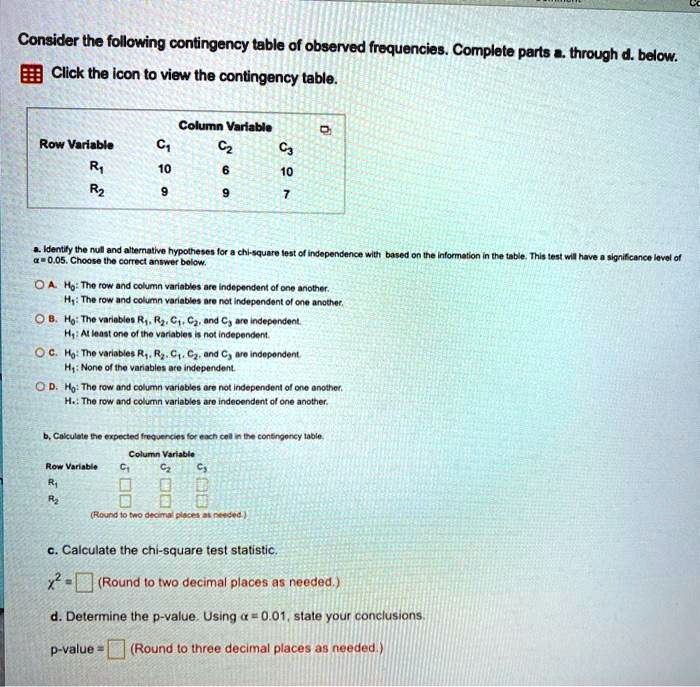 VIDEO solution: Consider the following contingency table of observed ...
