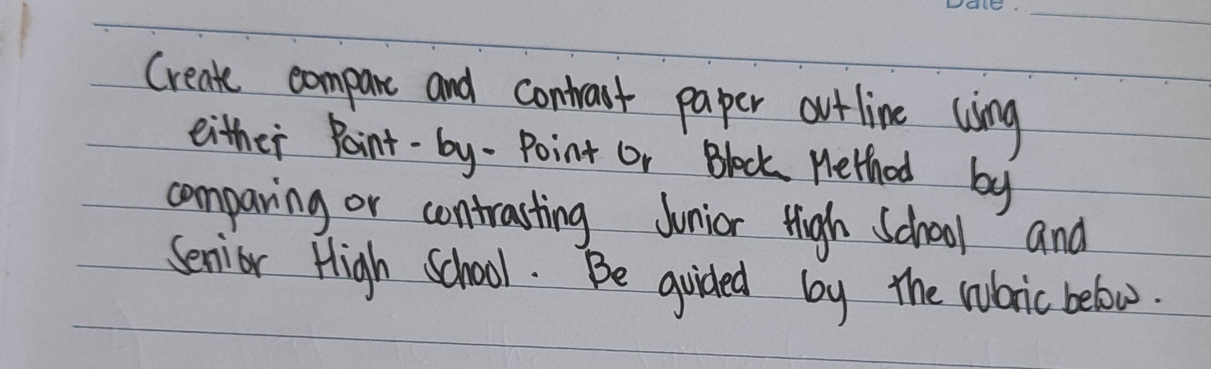 Create compare and contrast paper outline cing either PointbyPoint or