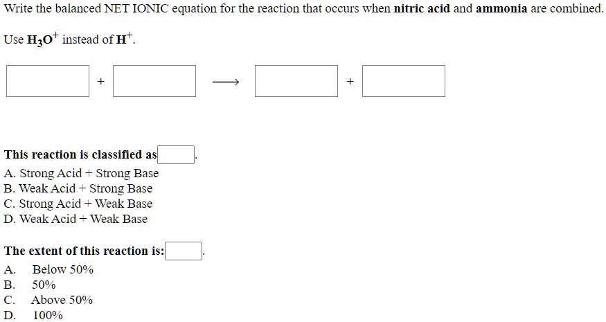 Write the balanced NET IONIC equation for the reaction that occurs when
