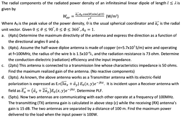 The radial components of the radiated power density of an infinitesimal ...