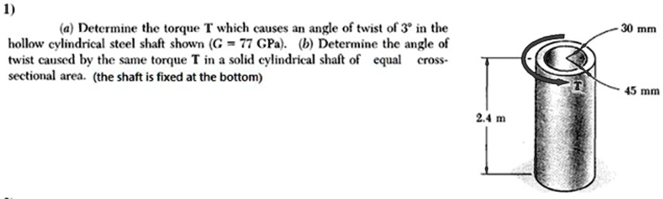 SOLVED: a) Determine the torque T which causes an angle of twist of 3Â ...