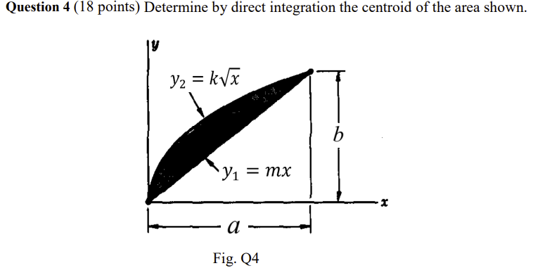 question 4 18 points determine by direct integration the centroid of ...