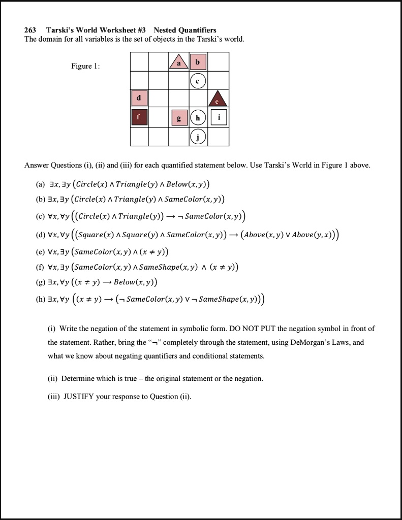 SOLVED 263 Tarski s World Worksheet 3 Nested Quantifiers The Domain 