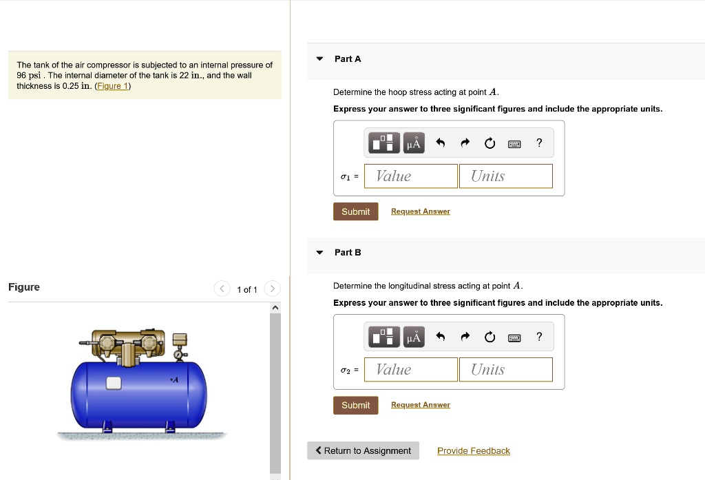 SOLVED The tank of the air compressor is subjected to an internal