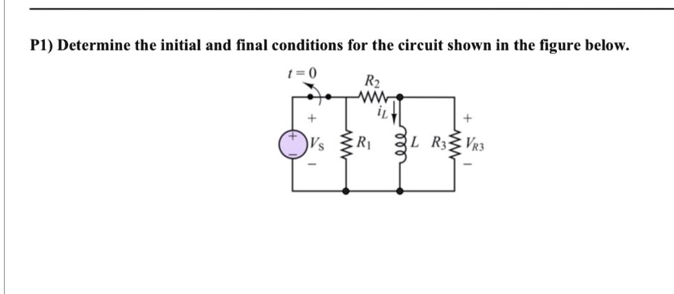 SOLVED: P1) Determine the initial and final conditions for the circuit ...