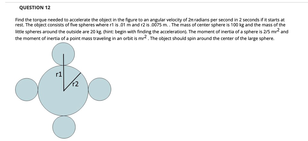 SOLVED: QUESTION 12 Find the torque needed to accelerate the object in ...