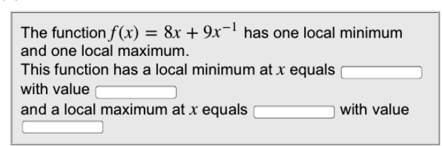 local maximum value of the function log x upon x is